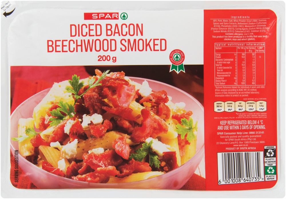 diced bacon beechwood smoked