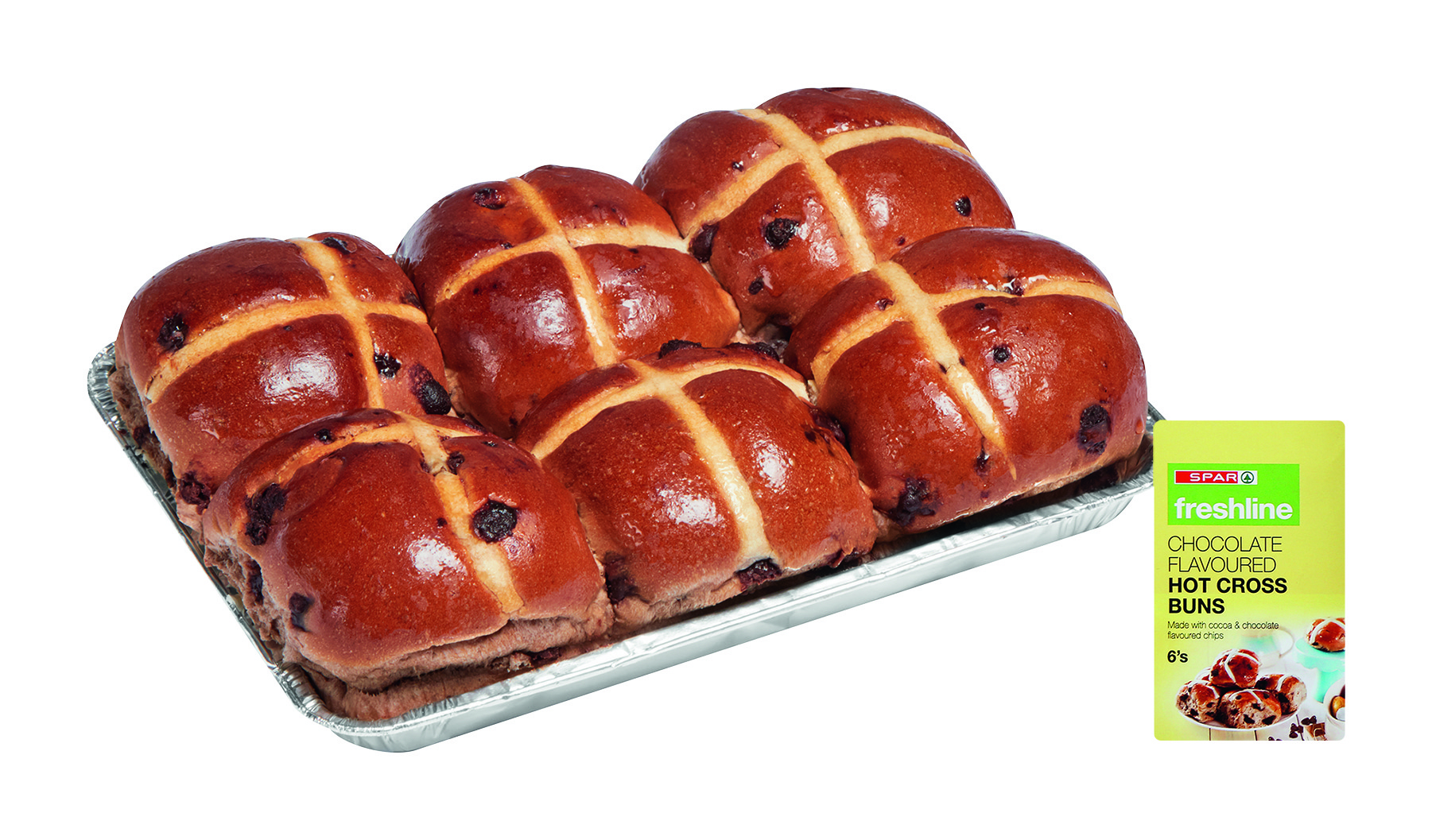 freshline chocolate flavour hot cross buns