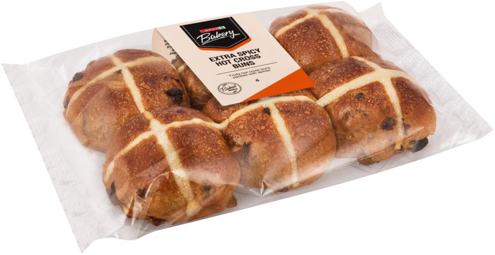 spar bakery extra spicy hot cross buns