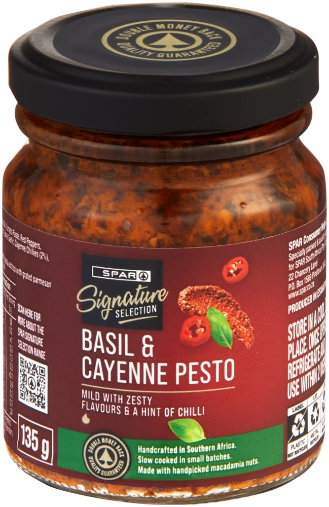 signature selection basil and cayenne pesto