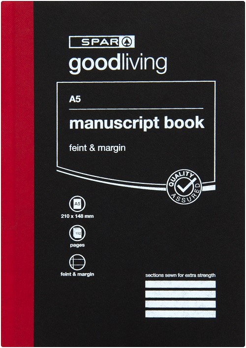 manuscript book hard cover a5 192pg feint margin