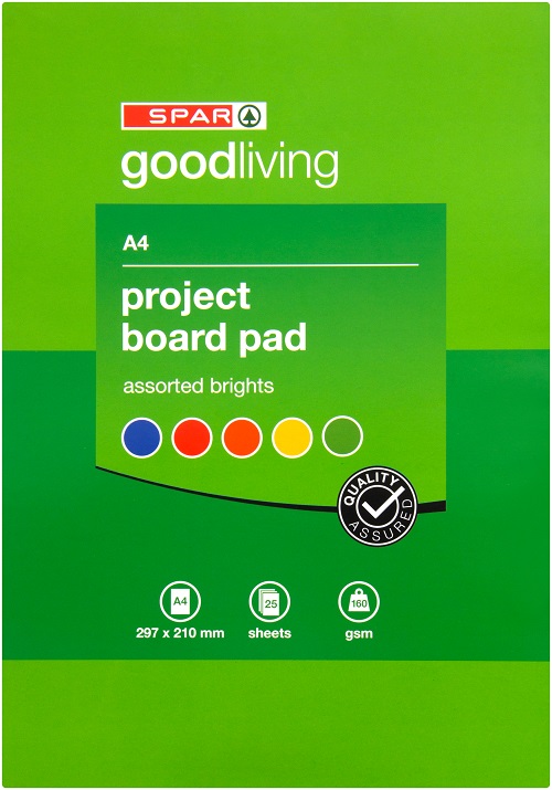 project board pad a4 - 25 sheets - bright