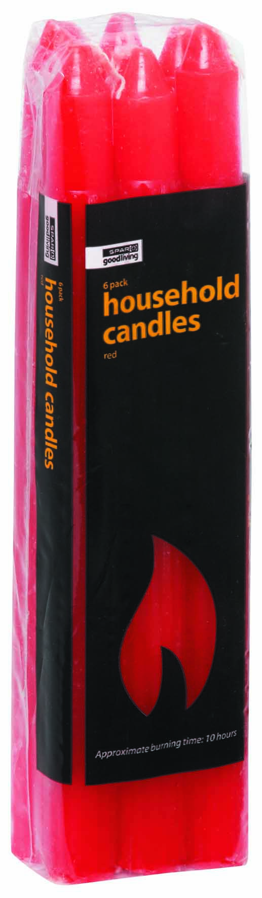 household candles - red (6 piece)