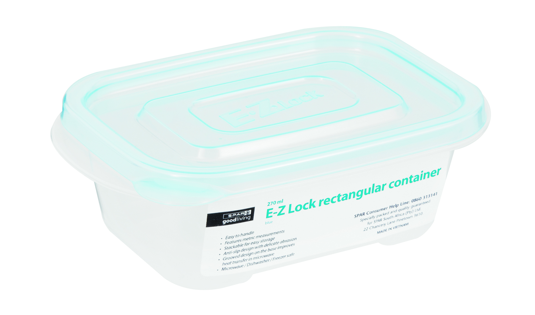 e-z lock container (rectangle 270ml) - blue 