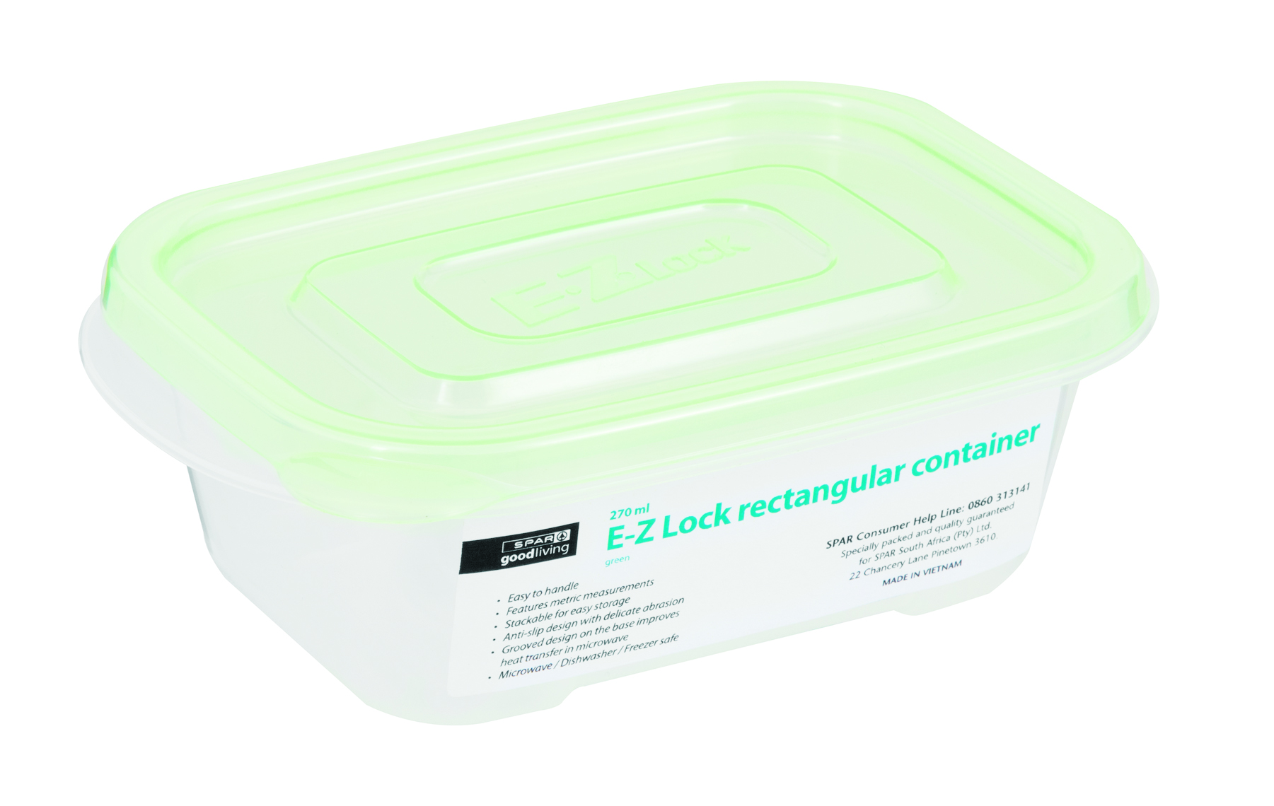 e-z lock container (rectangle 270ml) - green 