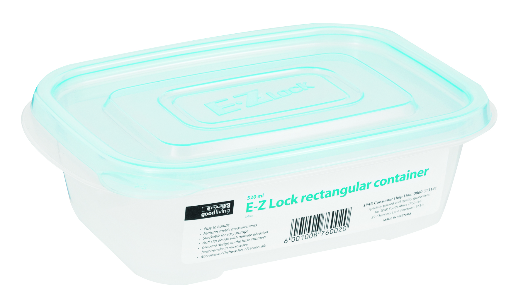 e-z lock container (rectangle 520ml) - blue 