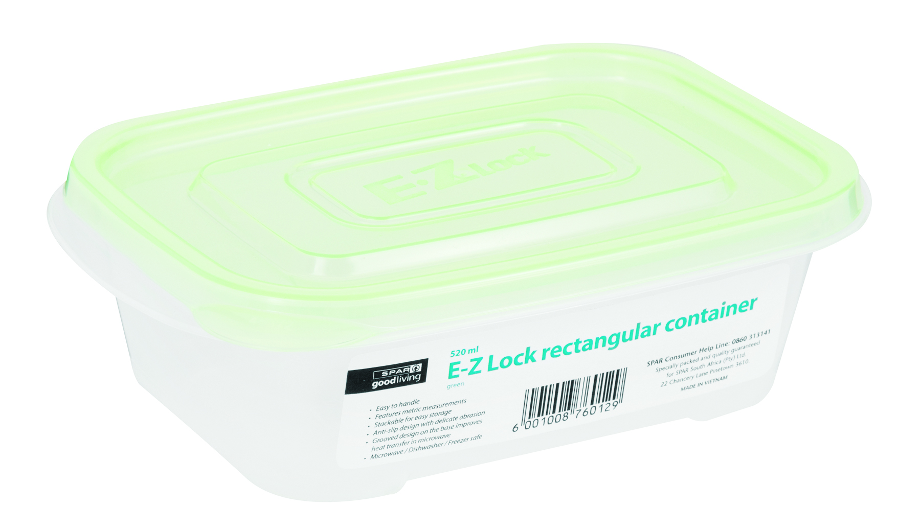 e-z lock container (rectangle 520ml) - green 