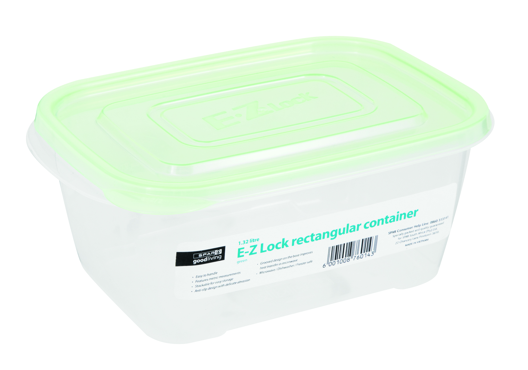 e-z lock container (rectangle 1.32l) - green 