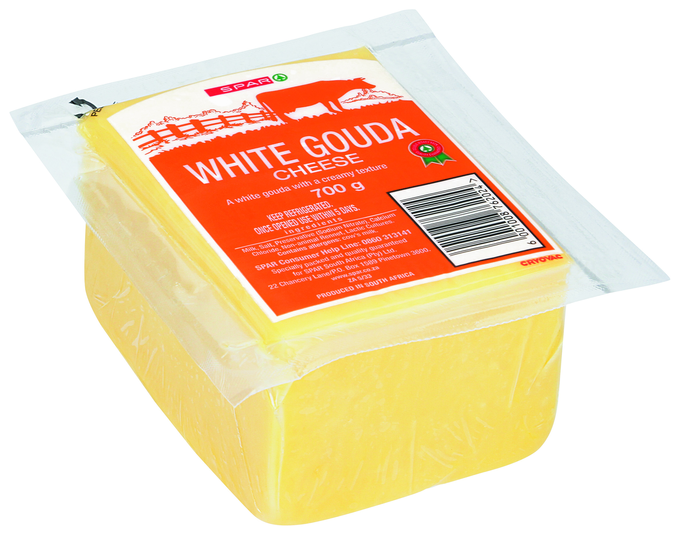 vacuum packed white gouda cheese