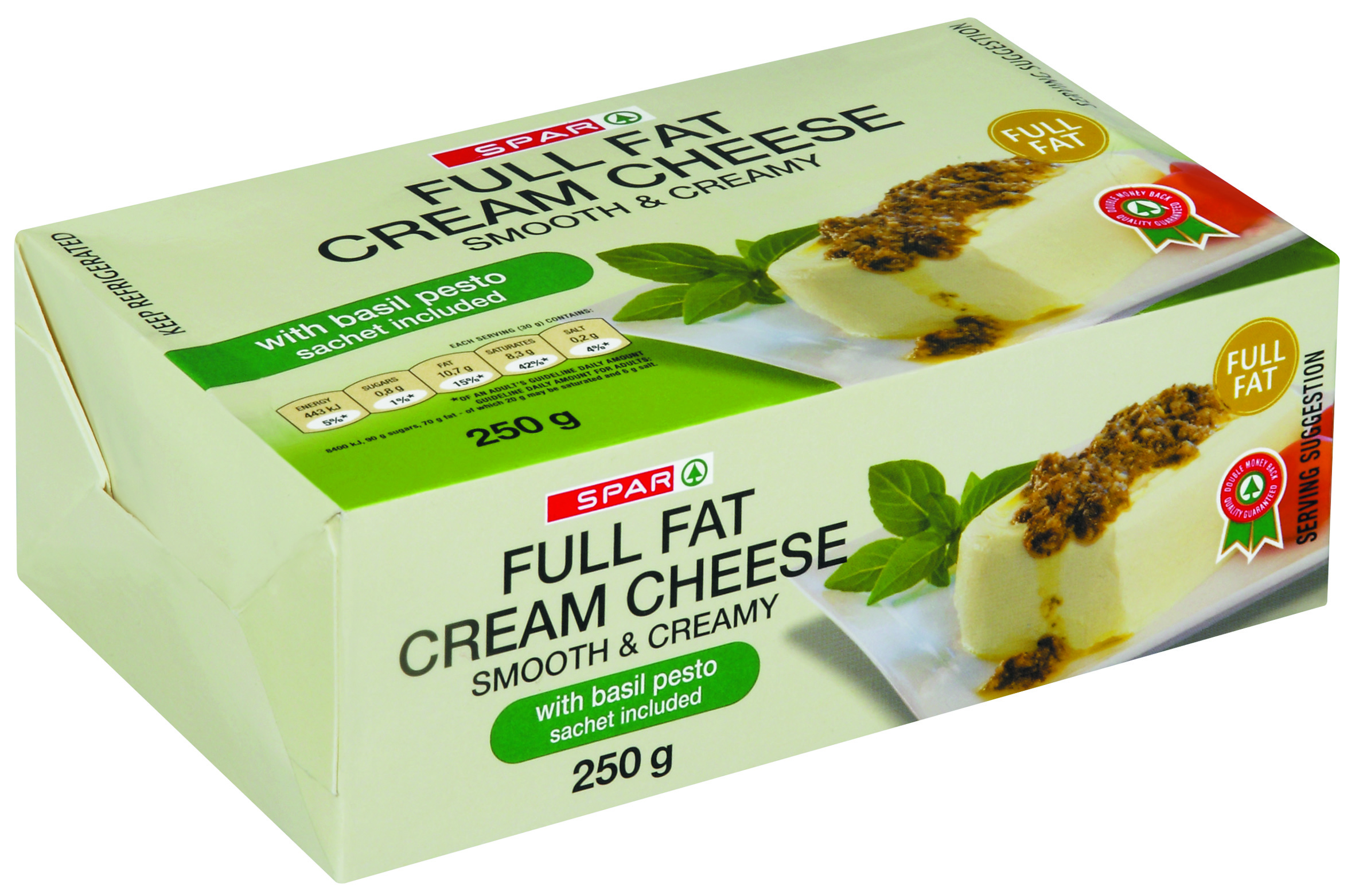cream cheese with basil pesto sachet