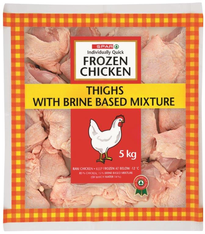 individually quick frozen chicken thighs with brine based mixture