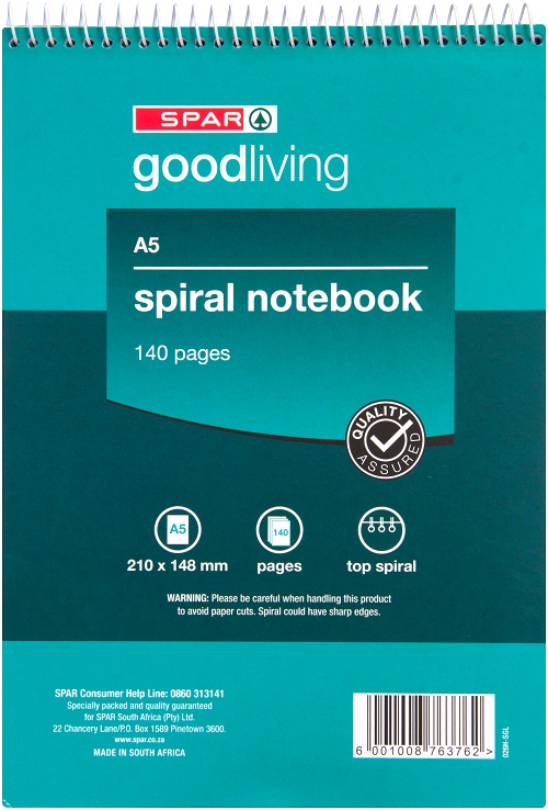 notebook a5 (140 pages) - top spiral