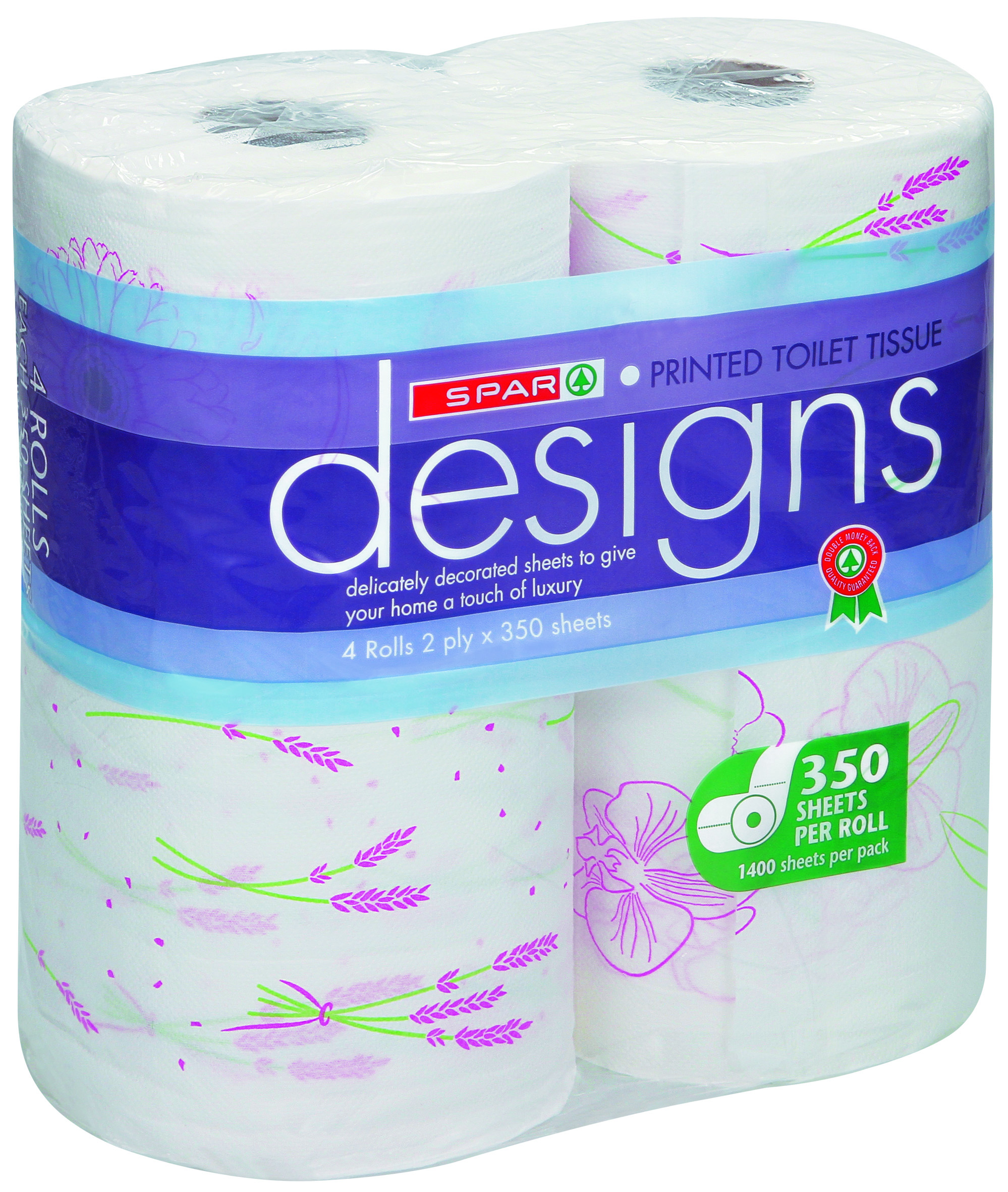 toilet tissue printed lavender 2 ply