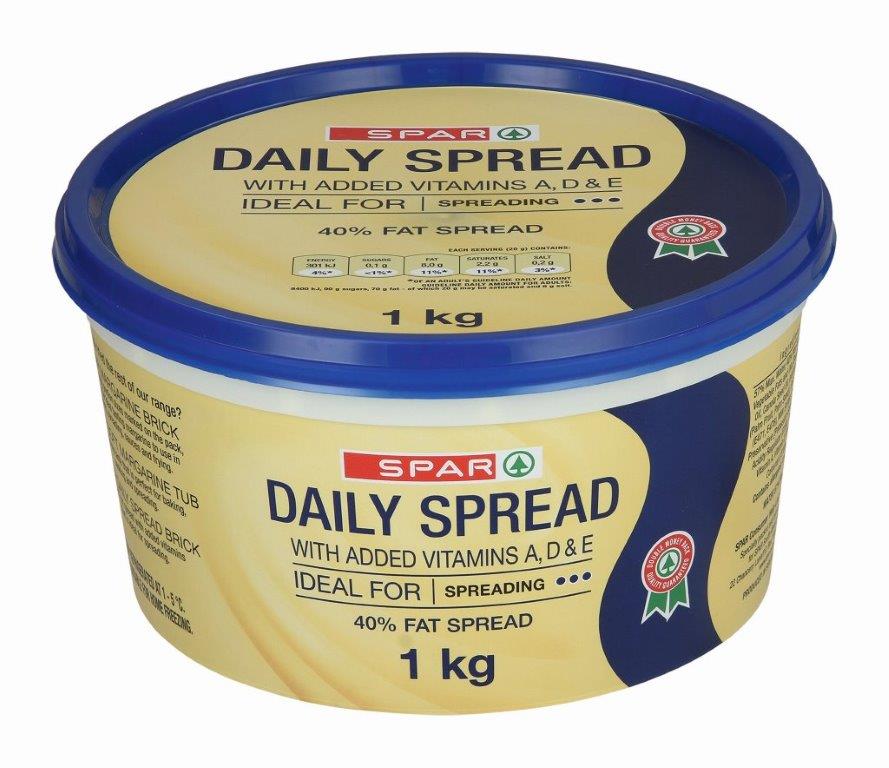 daily spread 40% fat spread tub