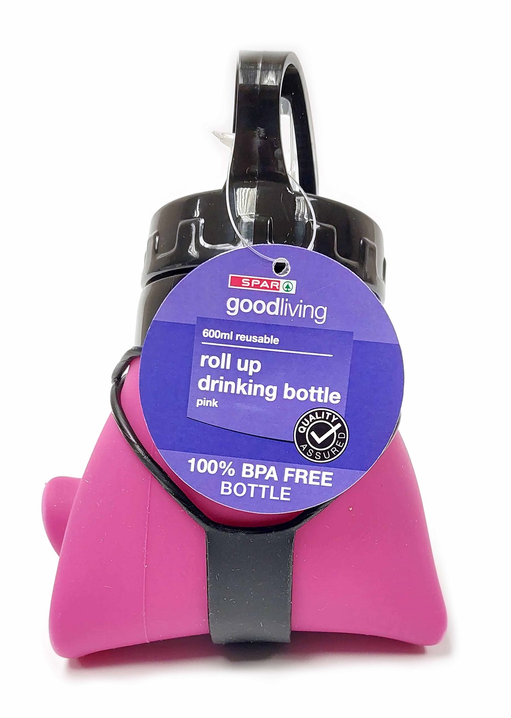 roll up drinking bottle pink 