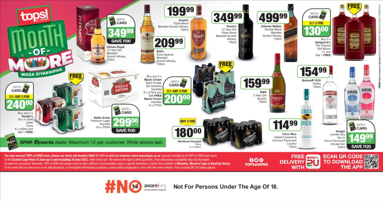 TOPS at SPAR Specials at TOPS at SPAR