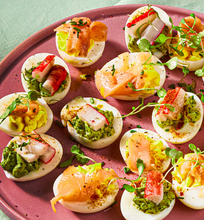 Smoked Salmon and Creamy Devilled Eggs