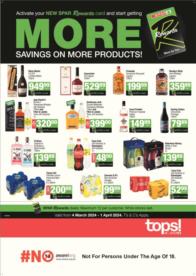 TOPS at SPAR - Specials at TOPS at SPAR