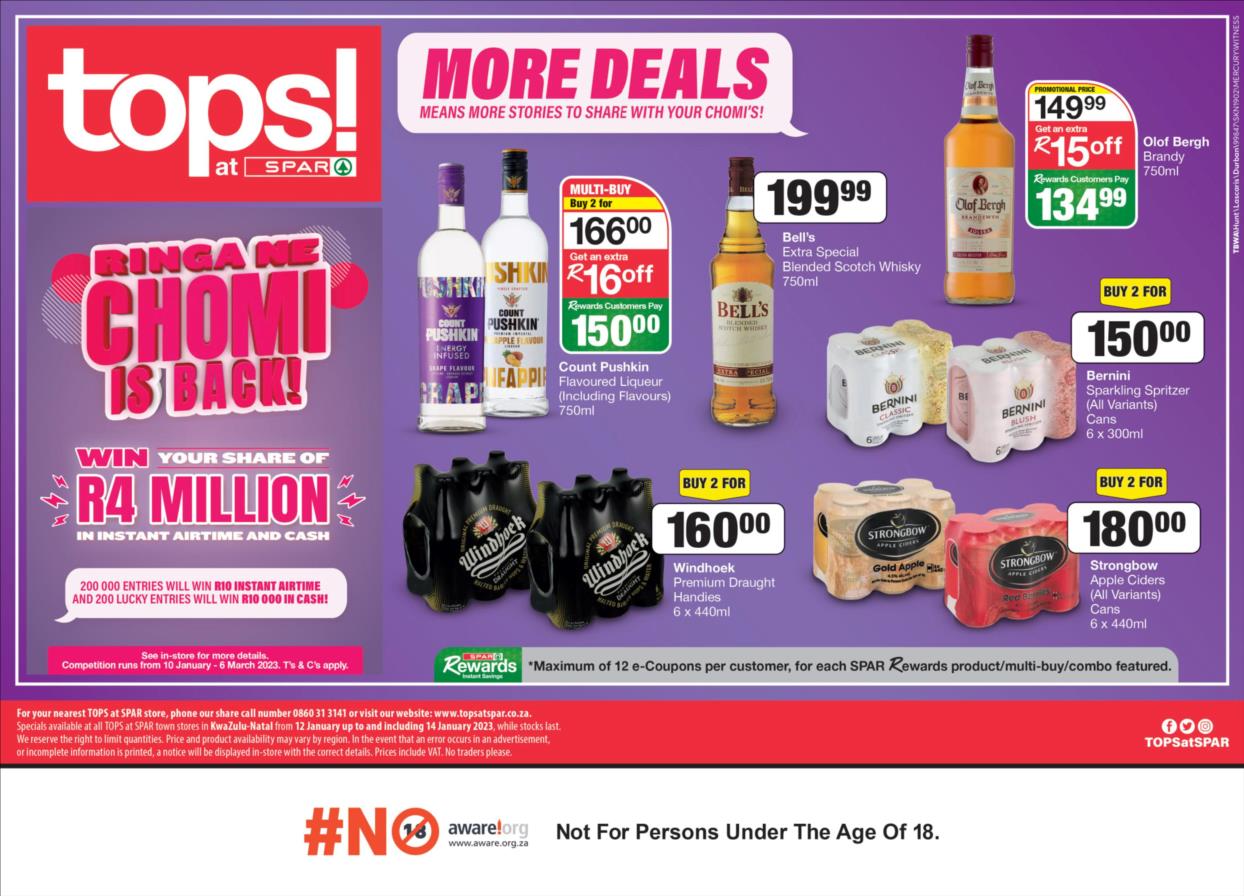 Tops at spar specials at tops at spar