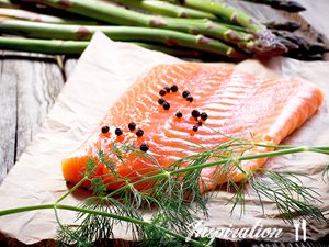 Seared Salmon with Asparagus and Ricotta fritters