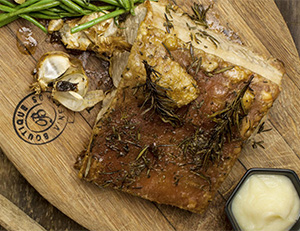 Rosemary Roast Pork Belly with Apple, Ginger Sauce