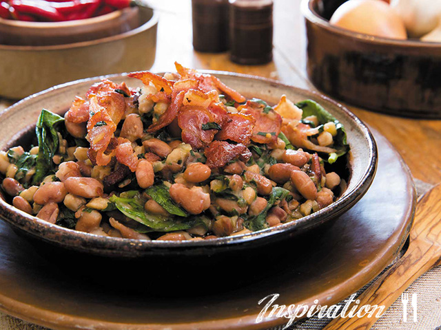 Samp and Beans with Spinach and Bacon
