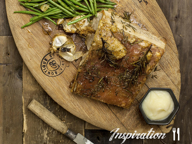 Rosemary Roast Pork Belly with Apple, Ginger Sauce