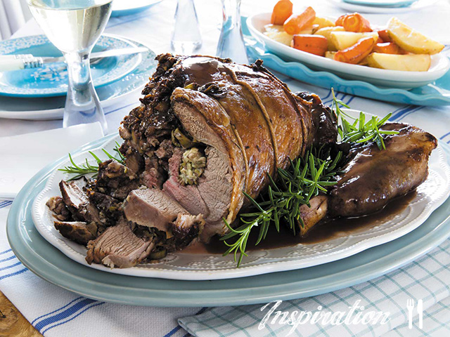 Rosemary and Caper Stuffed Leg of Lamb