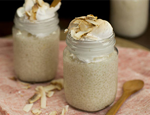 Coconut Sago Pudding with Baked Meringue