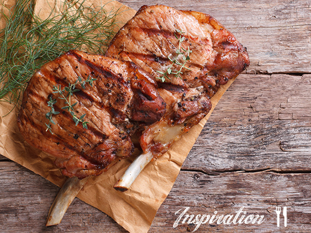 Pork chops with parsley Gremolata and roasted Fennel